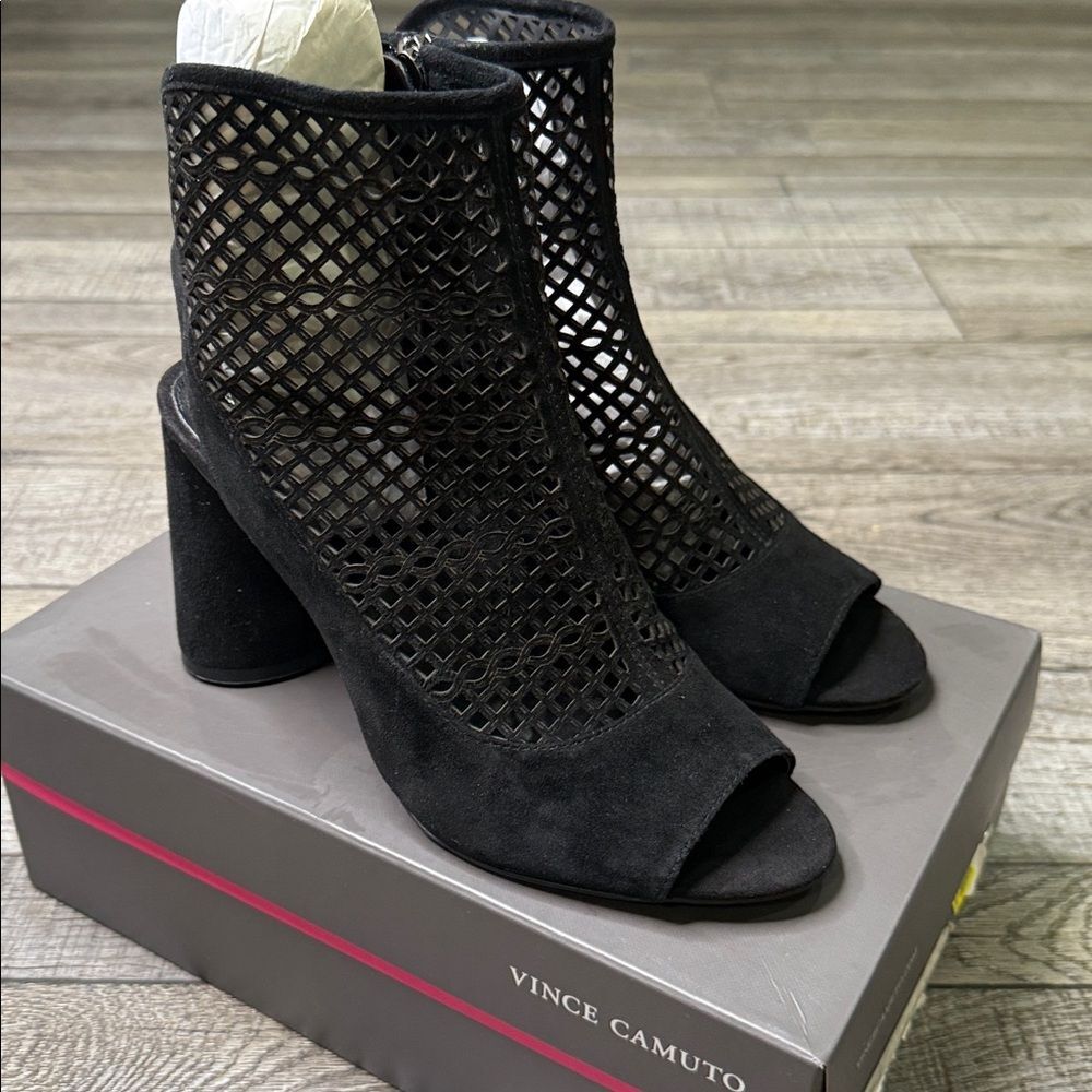 Vince Camuto Black Cut-Out Heeled Boots
